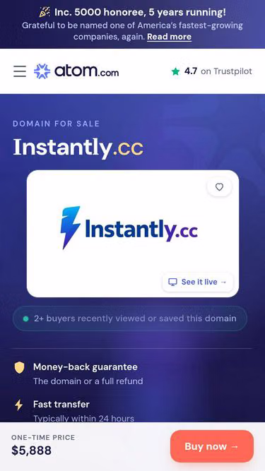 Screenshot of instantly.cc