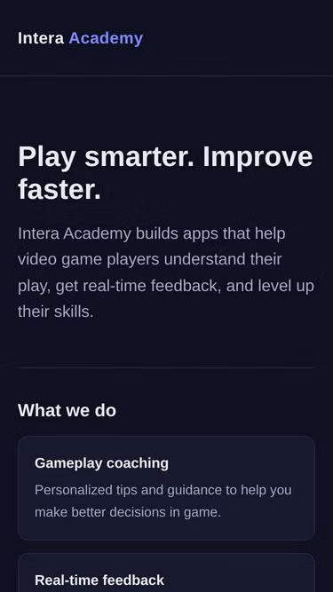 Screenshot of intera.academy