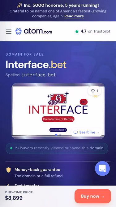 Screenshot of interface.bet