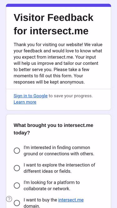 Screenshot of intersect.me