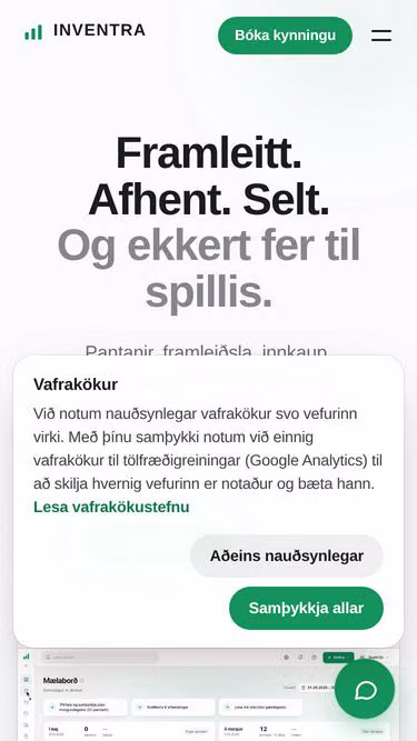 Screenshot of inventra.is