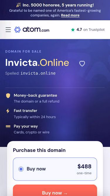Screenshot of invicta.online