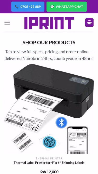 Screenshot of iprint.co.ke