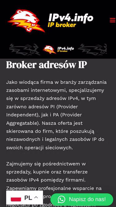 Screenshot of ipv4.info