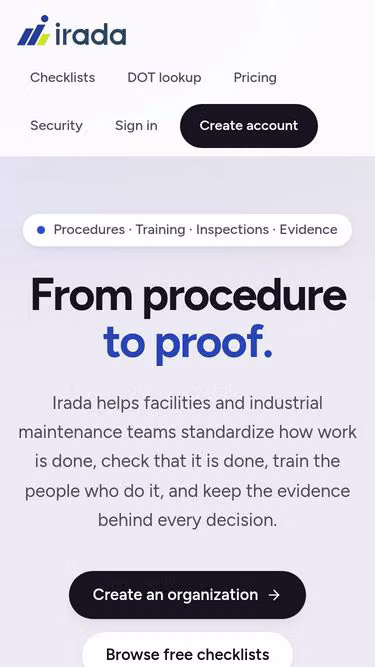 Screenshot of irada.io