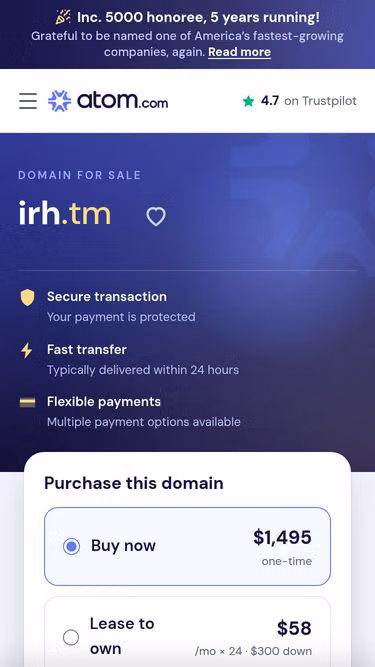 Screenshot of irh.tm