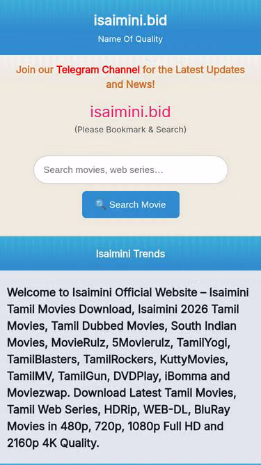 Screenshot of isaimini.bid