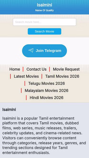 Screenshot of isaimini.rocks