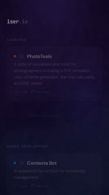 Screenshot of iser.io