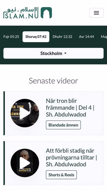 Screenshot of islam.nu
