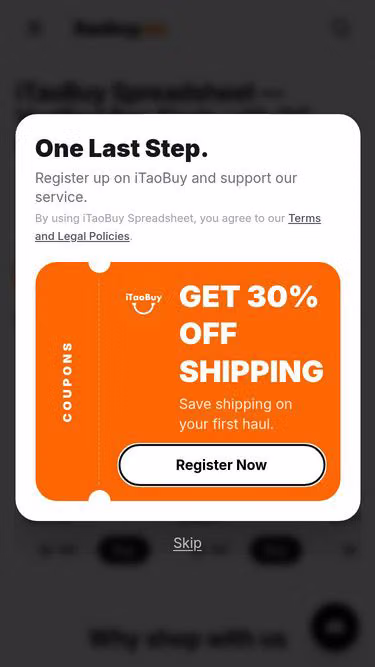Screenshot of itaobuy.co
