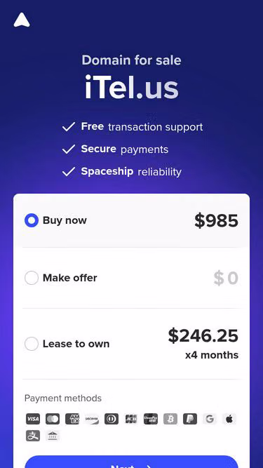 Screenshot of itel.us