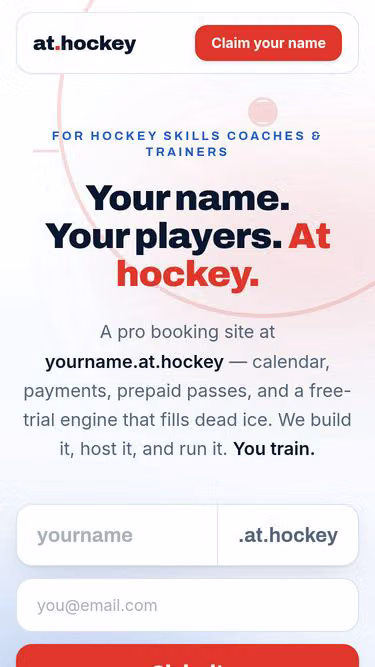 Screenshot of itrain.hockey