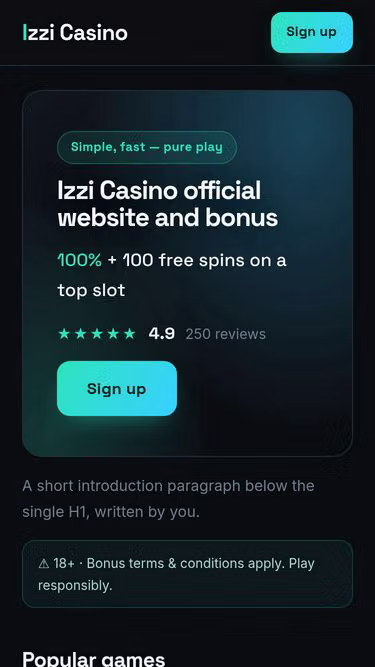 Screenshot of izzicasino.website