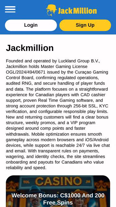 Screenshot of jackmillion.ca