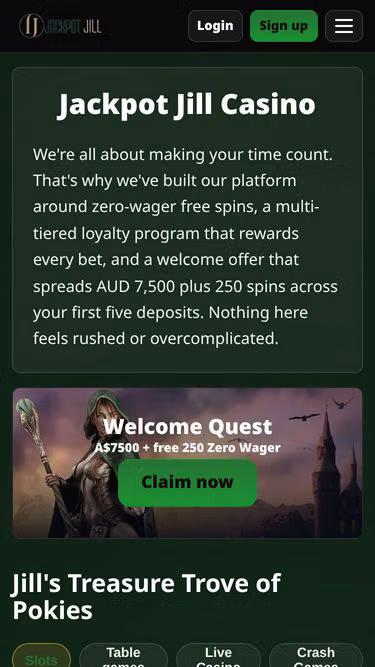 Screenshot of jackpotjillcasino.bet