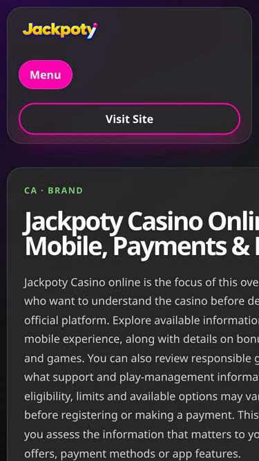 Screenshot of jackpotycasino.space