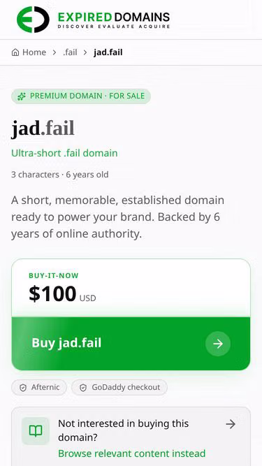 Screenshot of jad.fail