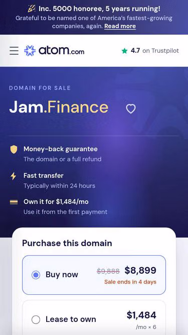 Screenshot of jam.finance