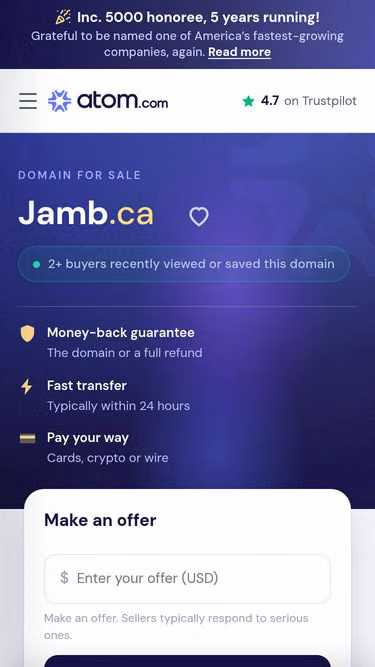 Screenshot of jamb.ca