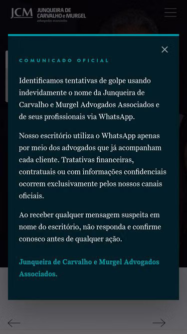 Screenshot of jcm.adv.br