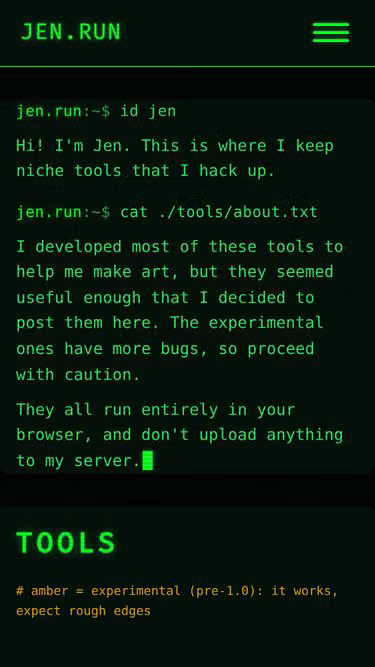 Screenshot of jen.run