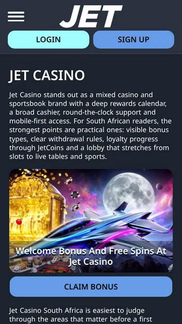 Screenshot of jet-casino.co.za