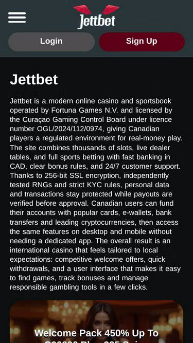 Screenshot of jettbet.ca