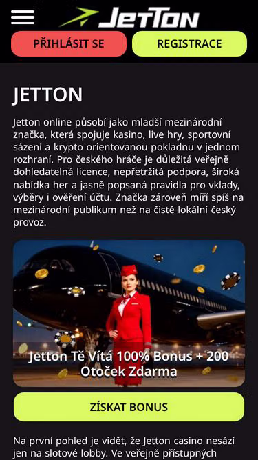 Screenshot of jetton-casino.cz