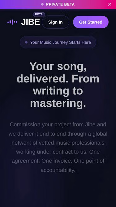 Screenshot of jibe.music