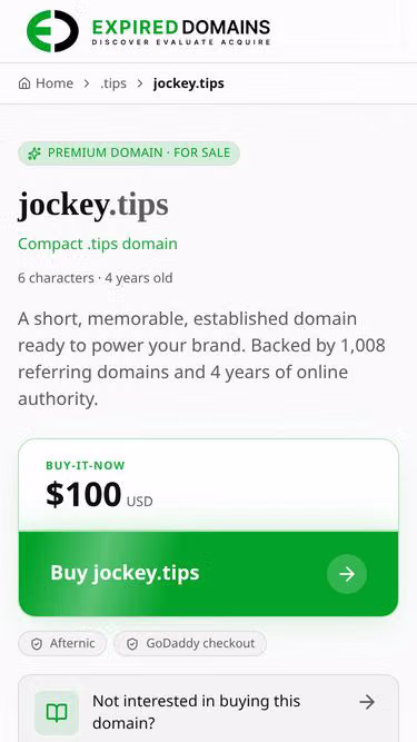 Screenshot of jockey.tips