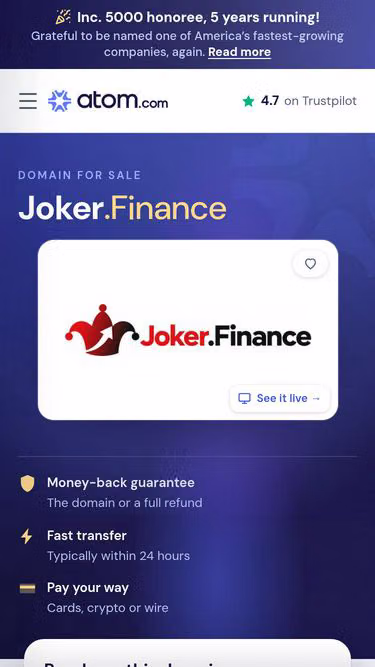Screenshot of joker.finance