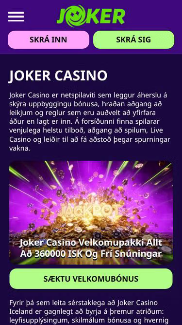Screenshot of jokercasino.is