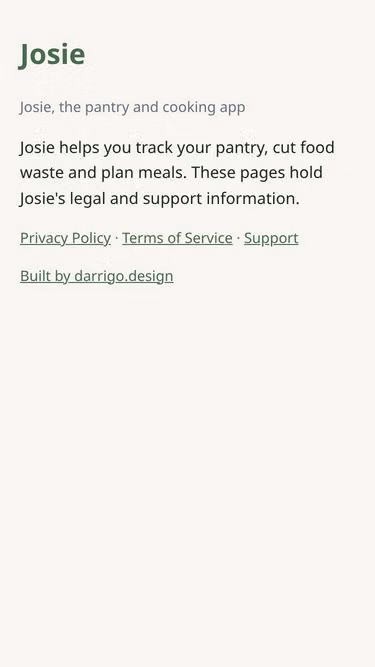 Screenshot of josie.food