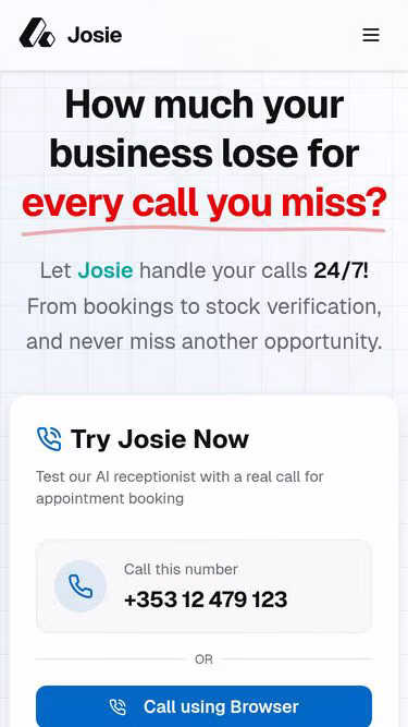 Screenshot of josie.ie