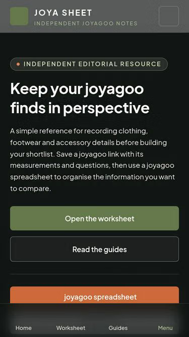 Screenshot of joyasheet.buzz