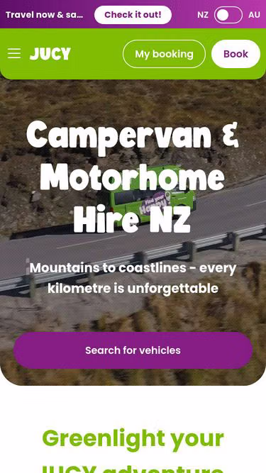 Screenshot of jucy.nz