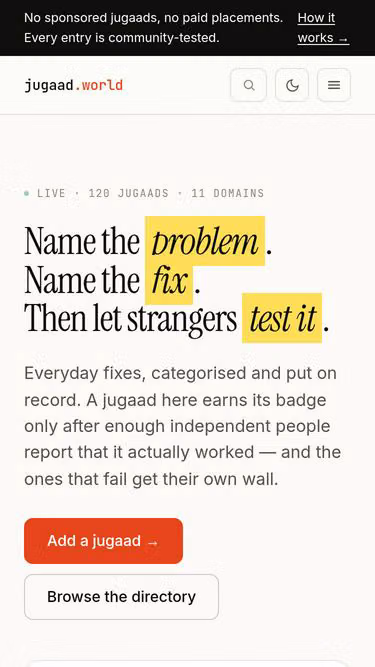 Screenshot of jugaad.world
