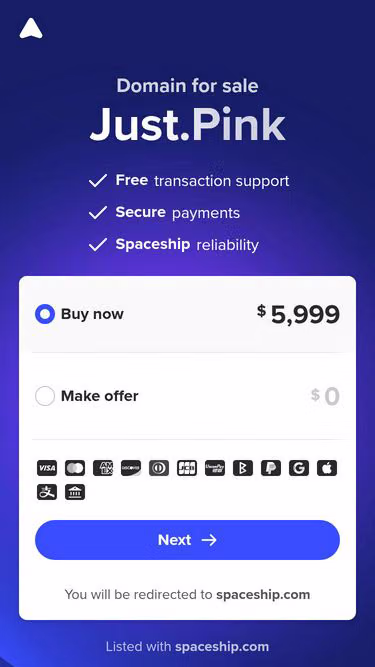 Screenshot of just.pink