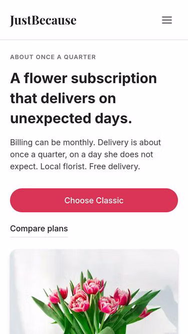 Screenshot of justbecause.io