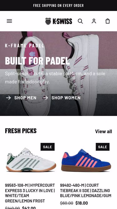 Screenshot of k-swiss.shop