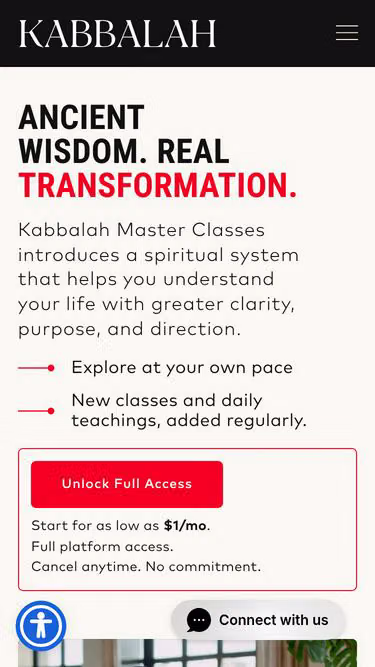 Screenshot of kabbalah.com