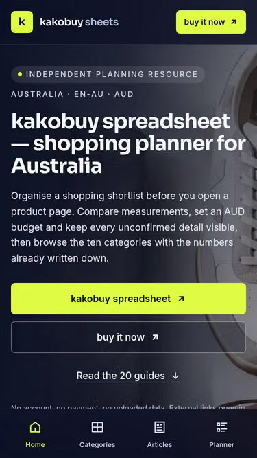 Screenshot of kakobuy-sheets.skin