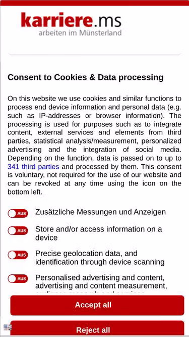 Screenshot of karriere.ms
