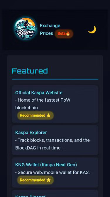 Screenshot of kaspa.surf