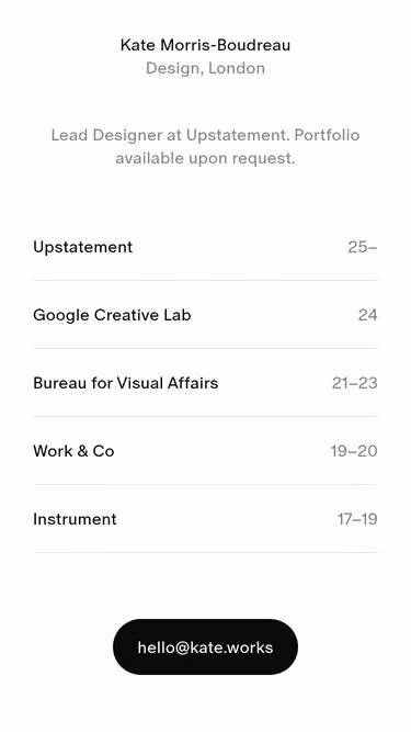 Screenshot of kate.works