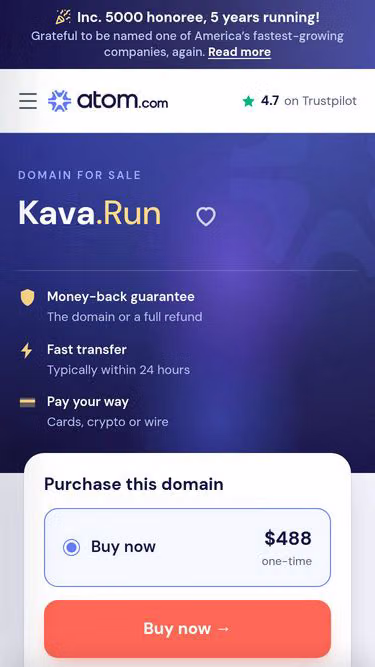 Screenshot of kava.run