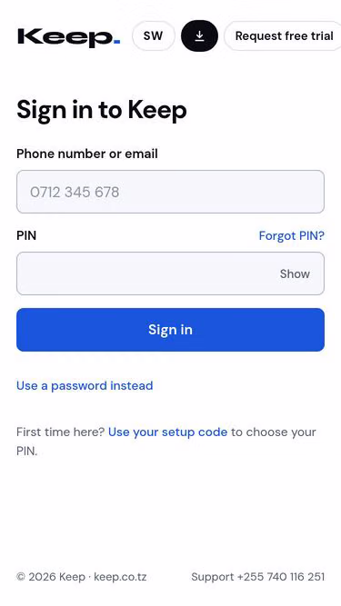 Screenshot of keep.co.tz