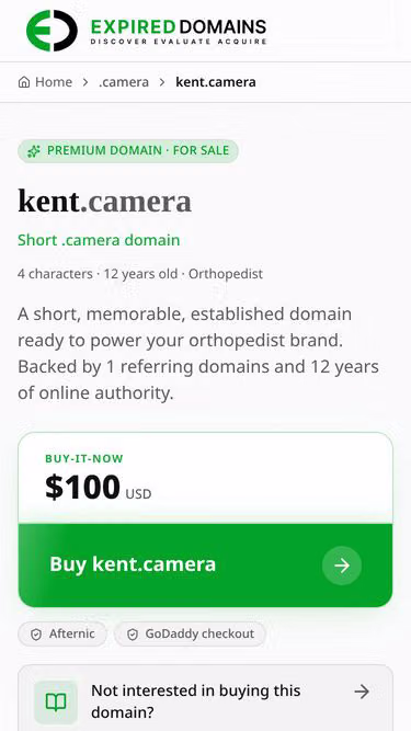 Screenshot of kent.camera