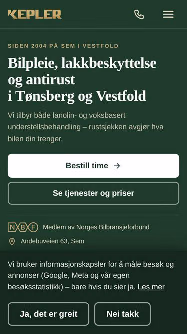 Screenshot of kepler.no